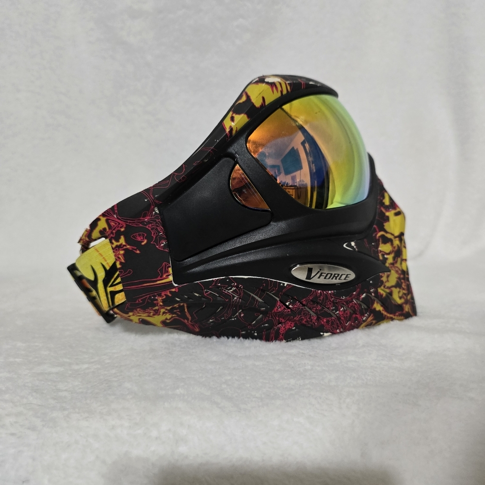 V-Force Grill Paintball Mask Orange Yellow Black With Normal Wear Used - Picture 2 of 16